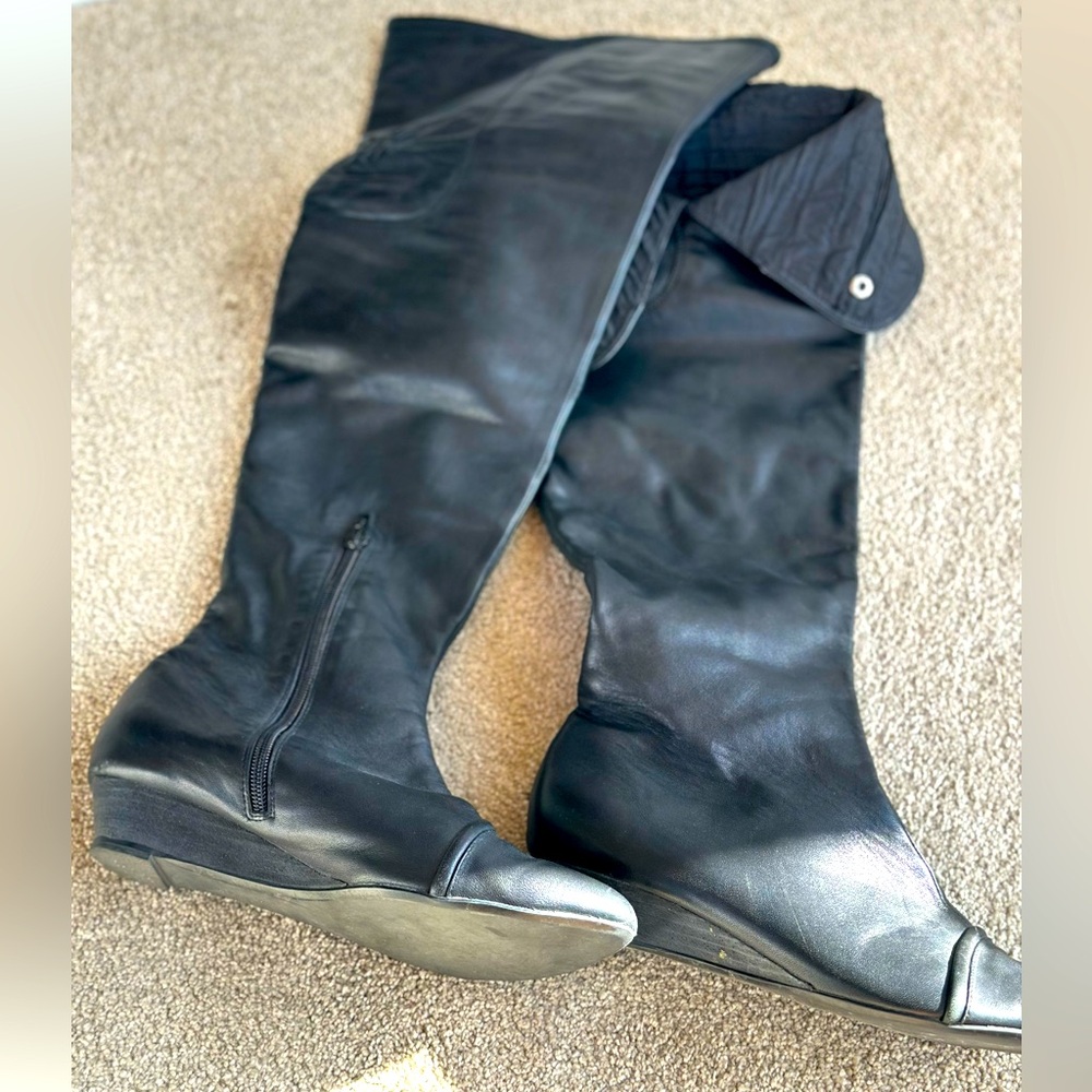 Black Leather Over-Knee “Swashbuckling” Boots Size 39